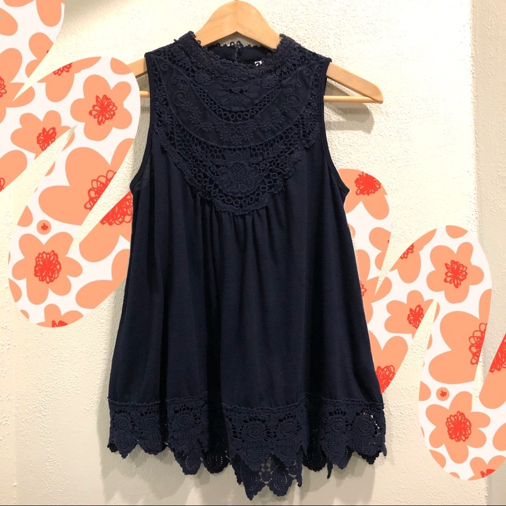 Navy Embroidered Tank